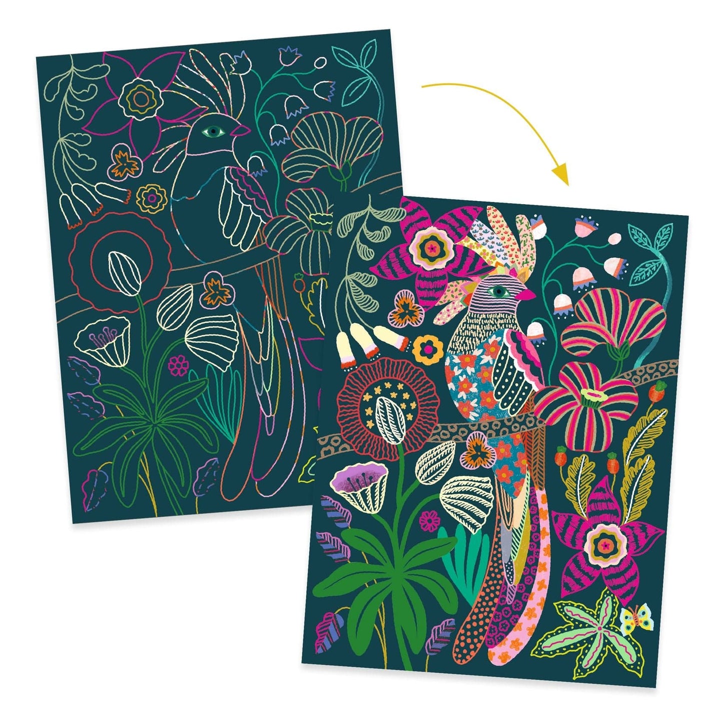 Design By Djeco Arte / Manualidades Tarjetas para rascar - rococo / neón DJ09709