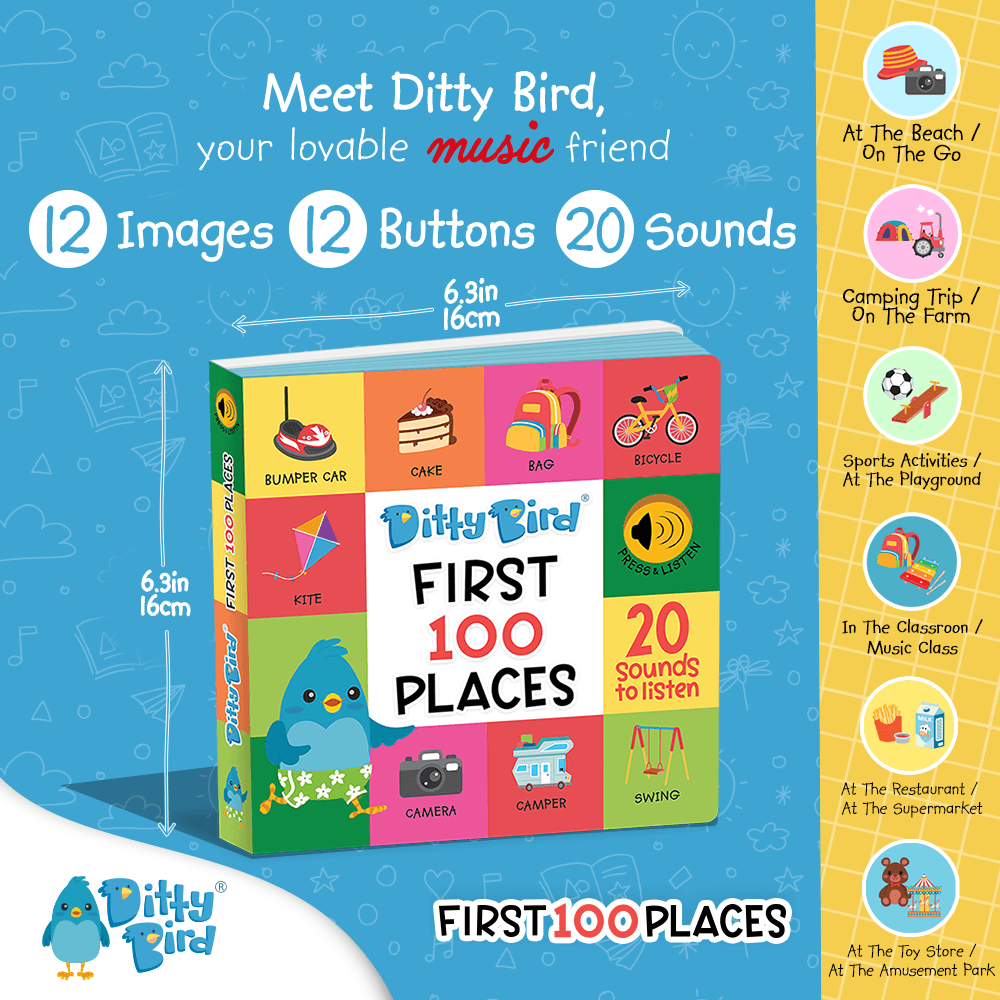 Ditty Bird Libros Libro Interactivo Musical First 100 Places DI029