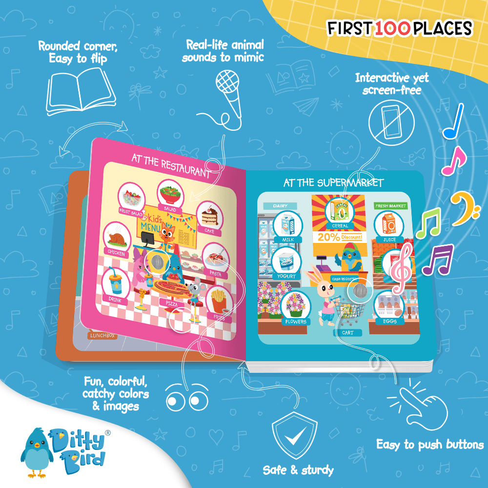Ditty Bird Libros Libro Interactivo Musical First 100 Places DI029