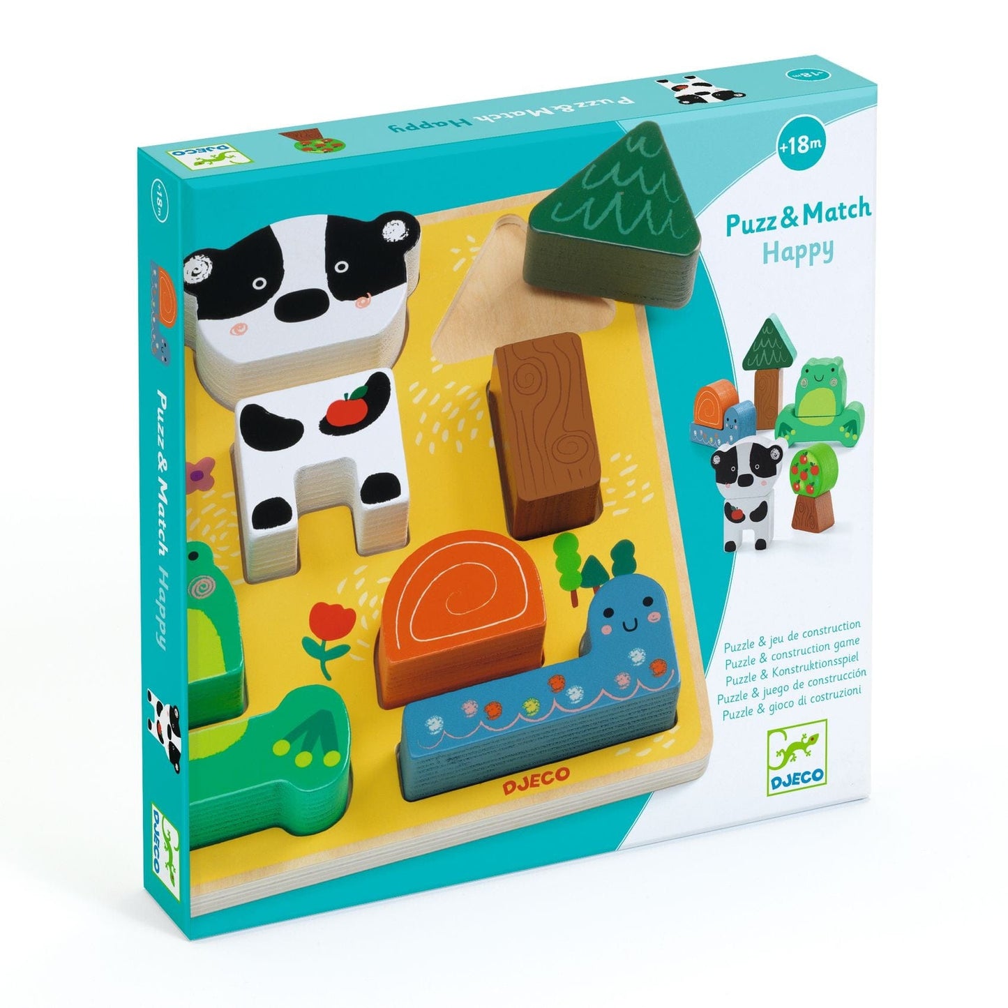 DJECO Puzzles y encajes Puzzle Madera Relieve Puzz Match Happy DJ01075