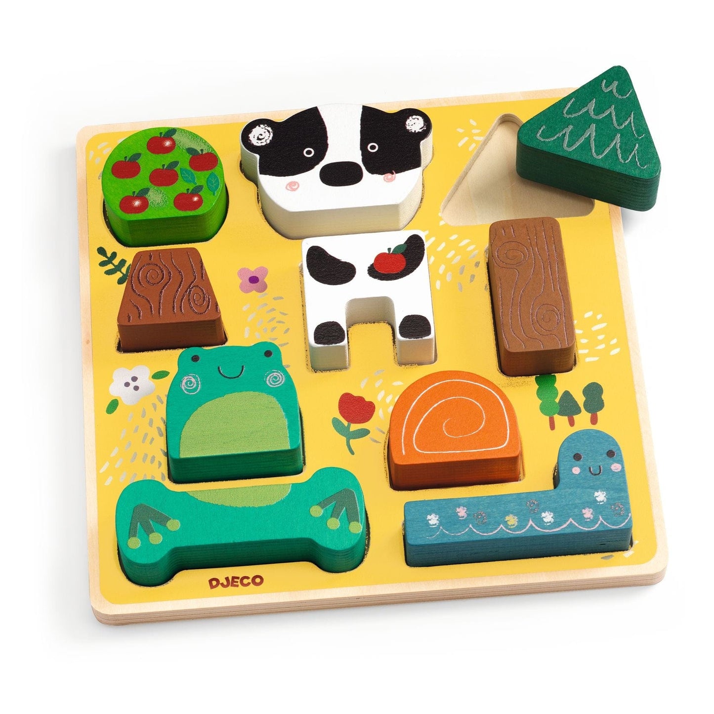 DJECO Puzzles y encajes Puzzle Madera Relieve Puzz Match Happy DJ01075