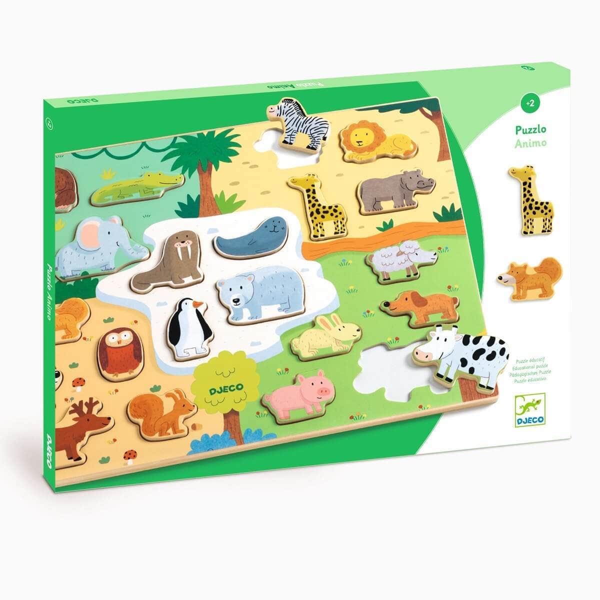 DJECO Puzzles y encajes Rompecabezas de encaje Puzzlo Animo 22 piezas - Djeco DJ01830
