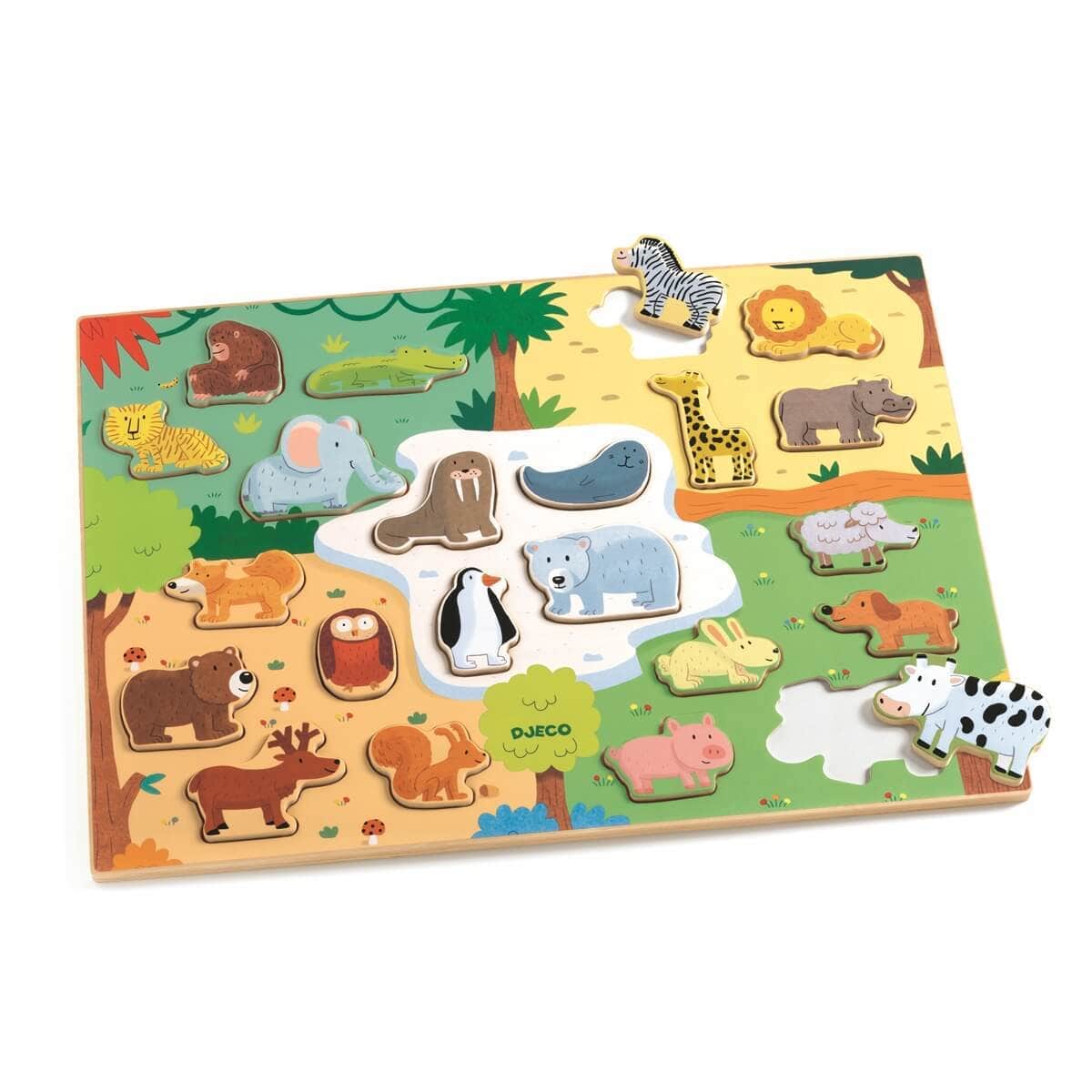 DJECO Puzzles y encajes Rompecabezas de encaje Puzzlo Animo 22 piezas - Djeco DJ01830