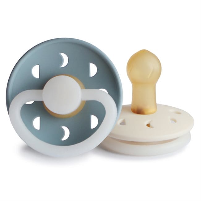 Frigg Chupete Chupete Redondo de Caucho Natural X2 Moon Talla 1 Stone Blue / Cream Glow Night- Frigg FRI100201