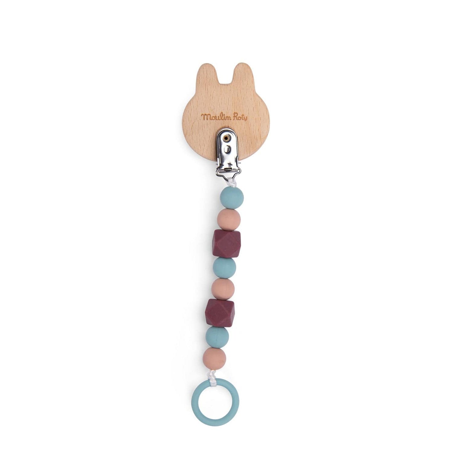 MOULIN ROTY Portachupete Porta chupete madera/silicona conejo - Moulin Roty 715156