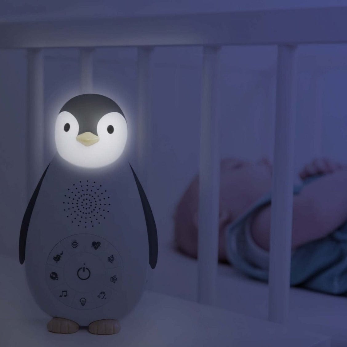 Zazu Maquina de Ruido Blanco Ruido Blanco y luz de noche con sensor de llanto / pingüino zoe blue ZA-ZOE-02