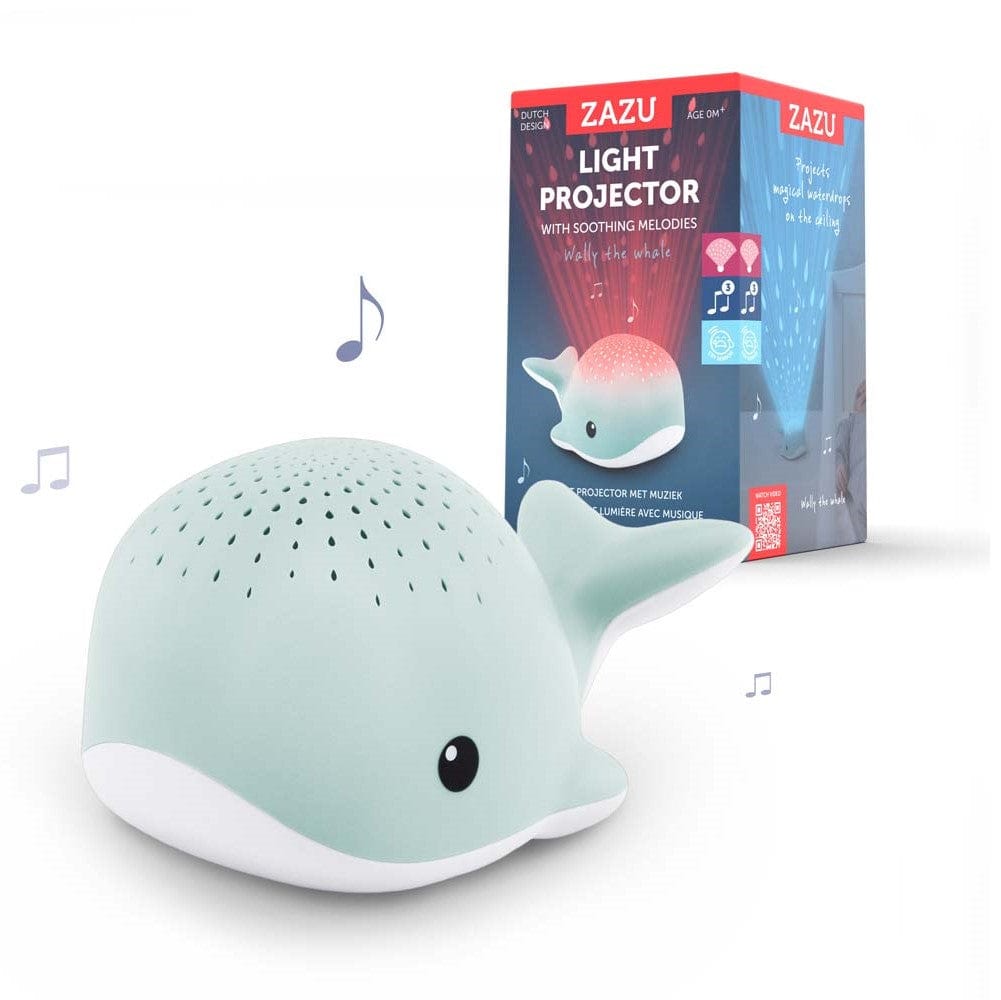 Zazu Peluches con ruido blanco Proyector de luz Nocturna y Melodías para dormir Ballena Wally azul - Zazu ZA-WALLY-02