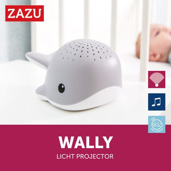 Zazu Peluches con ruido blanco Proyector de Luz Nocturna y Melodías para dormir ballena Wally gris - Zazu ZA-WALLY-01