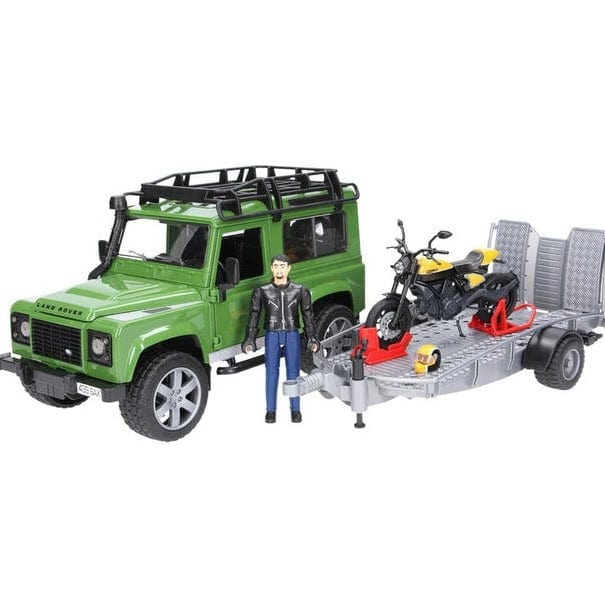 BRUDER Transportes Land Rover Defender Con Colgante y Scrambler Ducati BRU02589