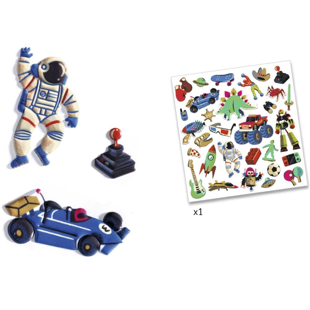 Design By Djeco Arte y Manualidades +4 Stickers - Juguetes Retro DJ09263