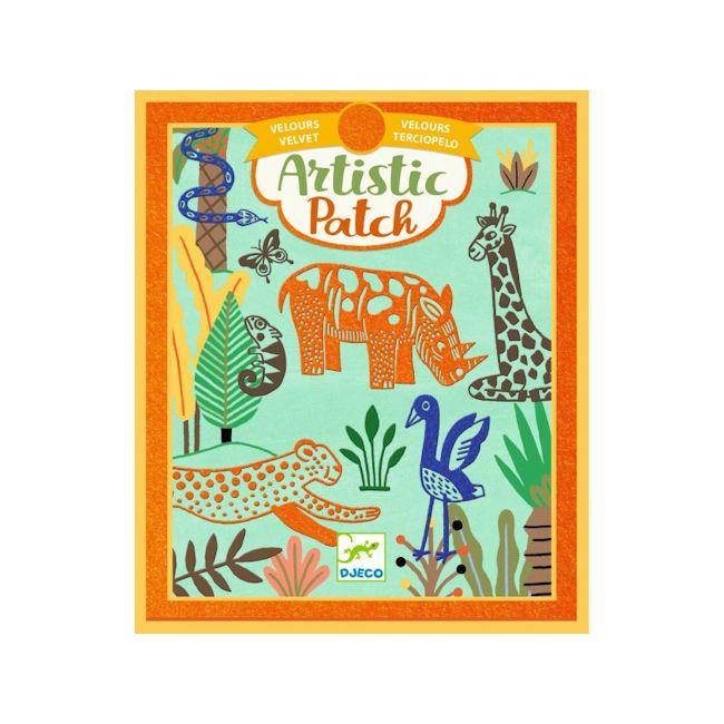 Design By Djeco Arte y Manualidades +6 Artistic patch, arte con parche - Animales salvajes con terciopelo DJ09471