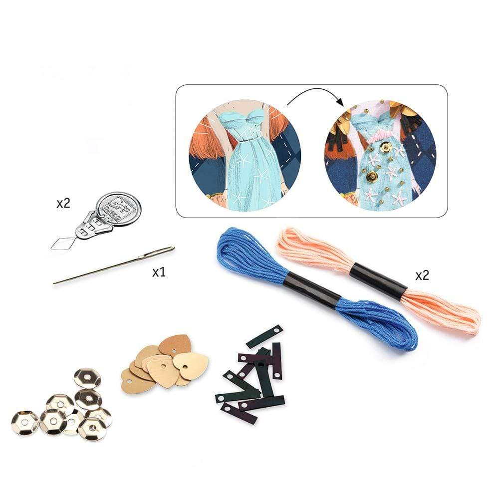 Design By Djeco Arte y Manualidades +7 Set de bordado: Fashion Cocktail dj09844