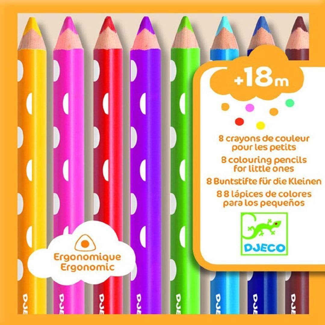 Design By Djeco Arte y Manualidades 8 lápices de colores para niños pequeños DJ09004