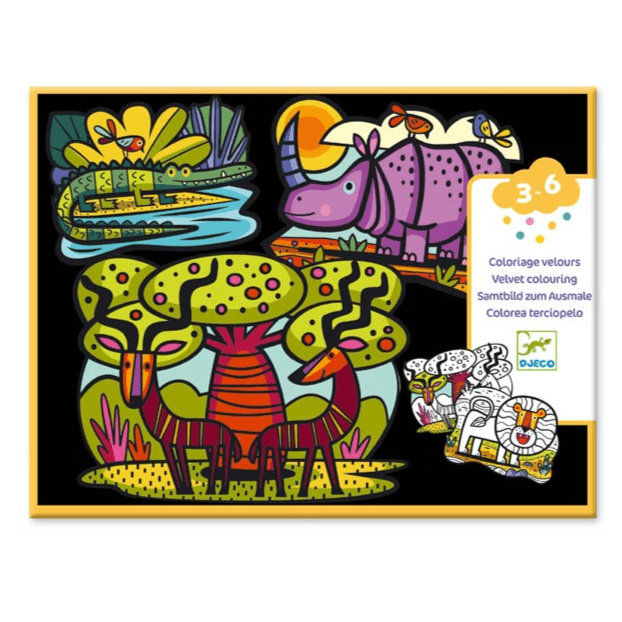 Design By Djeco Arte y Manualidades Animales de la Sabana para Colorear en Terciopelo DJ09622
