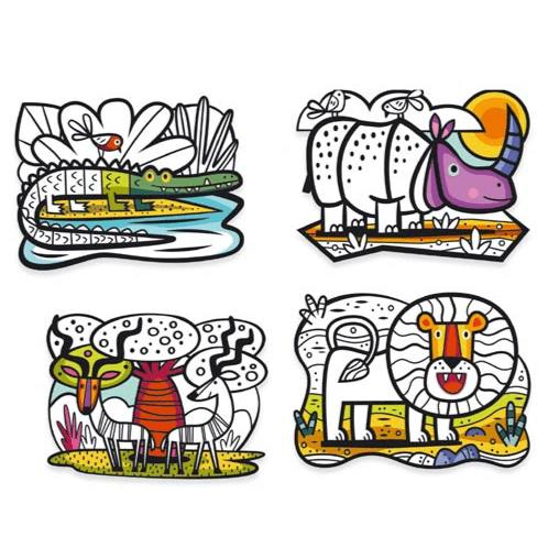 Design By Djeco Arte y Manualidades Animales de la Sabana para Colorear en Terciopelo DJ09622