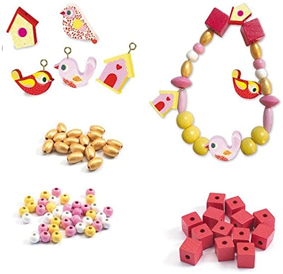 Design By Djeco Arte y Manualidades Crea tus joyas: Birds Wooden Beads DJ09809