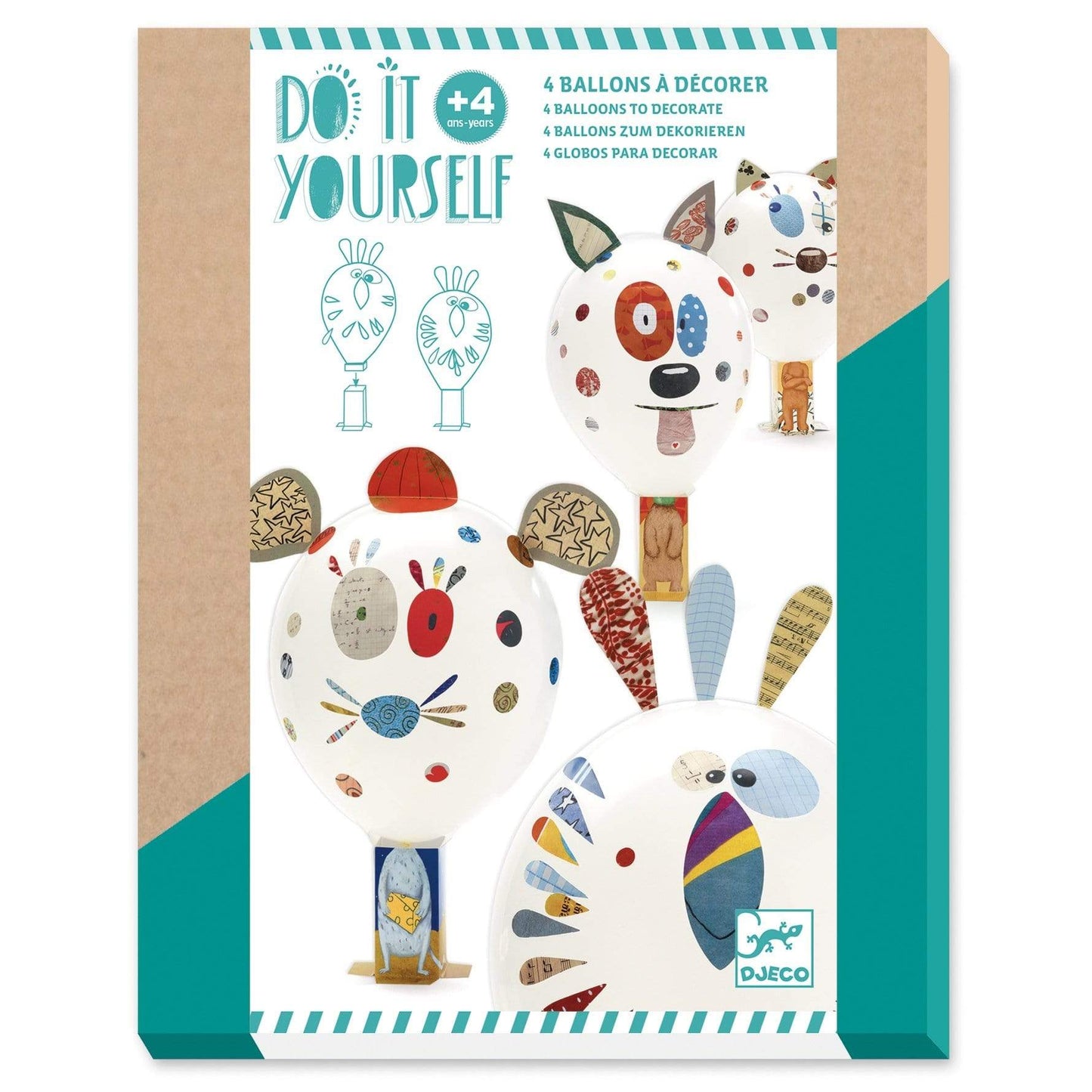 Design By Djeco Arte y Manualidades Házlo tú mismo - 4 Globos para decorar DJ07910