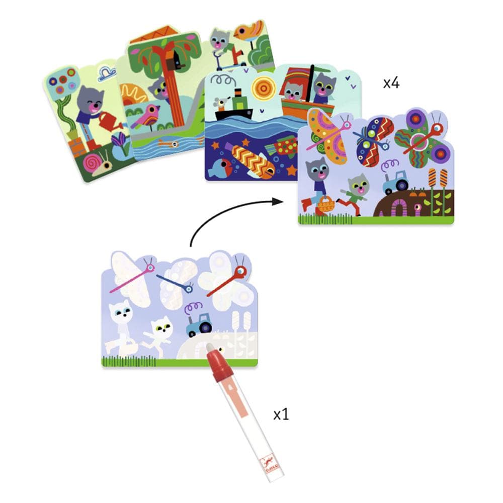 Design By Djeco Arte y Manualidades Set de Pintura Mágica- Escondidos en el Jardín DJ09063