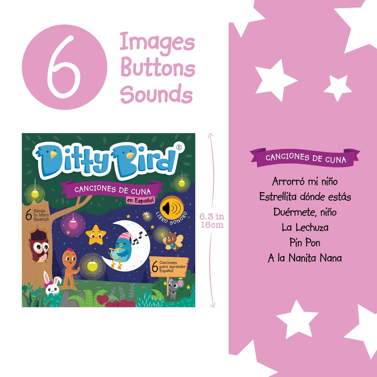 Ditty Bird Libros Libro Interactivo Canciones de Cuna en español DI022