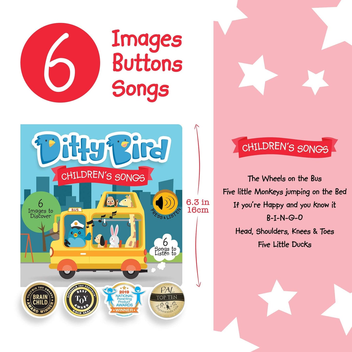 Ditty Bird Libros Libro Musical Canciones Infatiles DI001