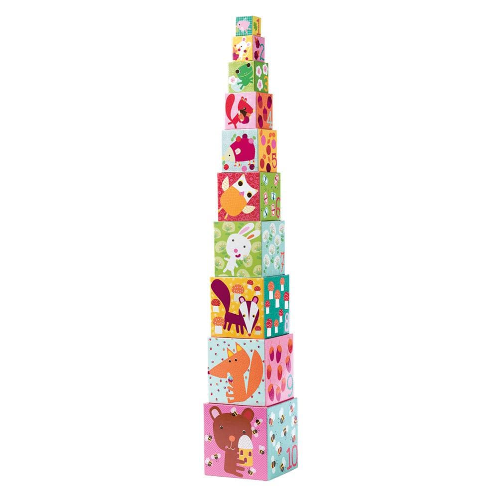 DJECO Bloques y Construcción +1 Cubos Apilables Bosque 10 piezas DJ08507