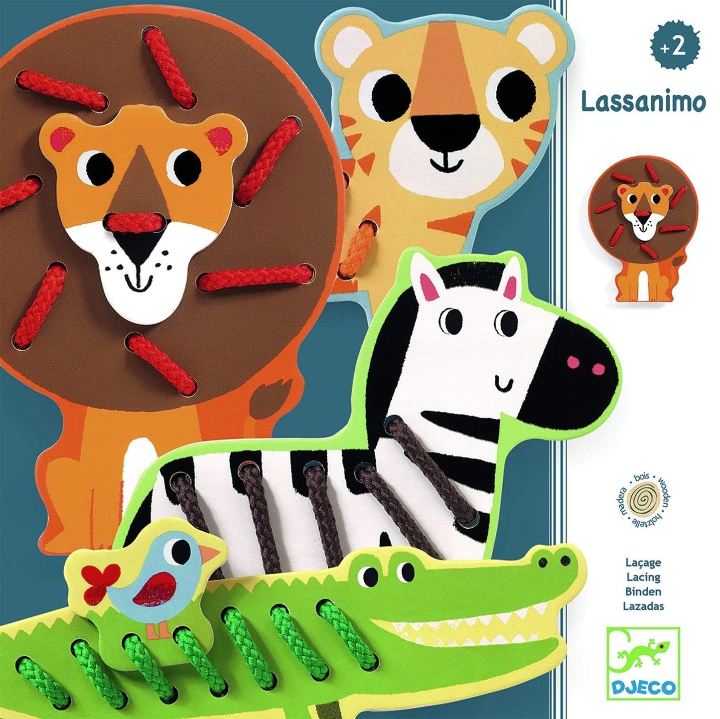 DJECO Destreza y Habilidades +2 Juego de Enlazado de cordones Lassanimo DJ01683