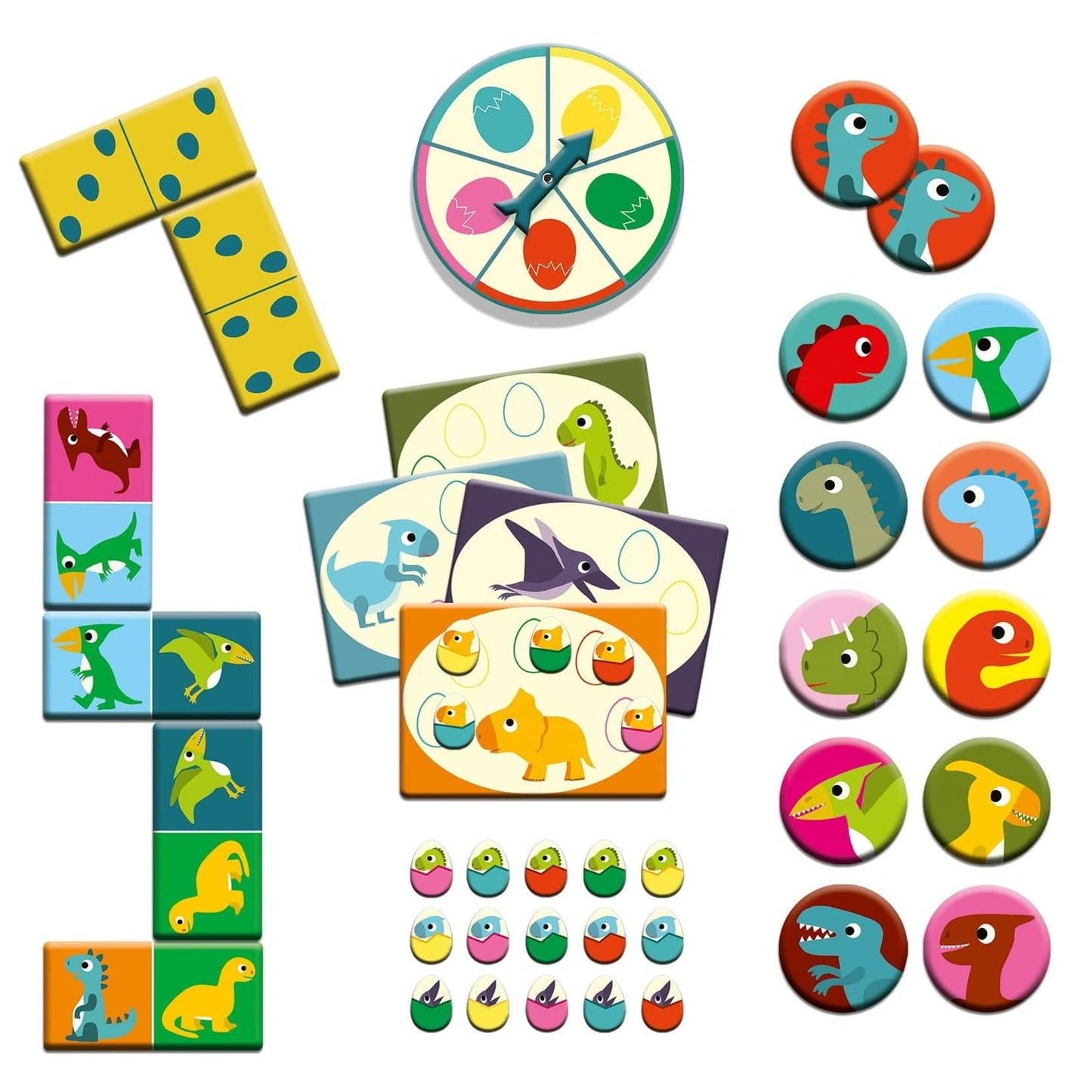 DJECO Juegos de memoria y lógica Bingo Memo Dominó Dinosaurios DJ08132