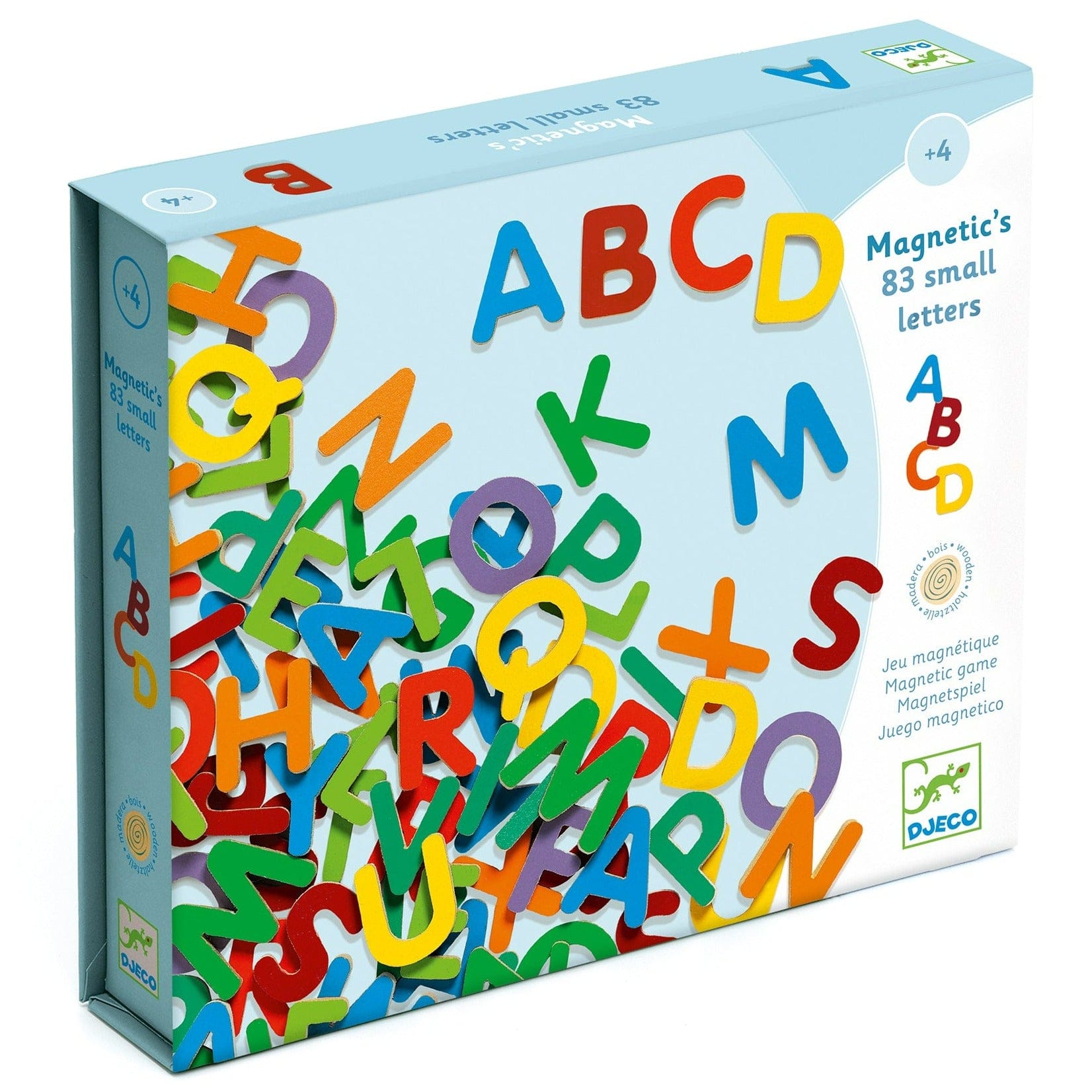 DJECO Juegos Magnéticos Figuras Magnéticas de madera 83 Letras DJ03101