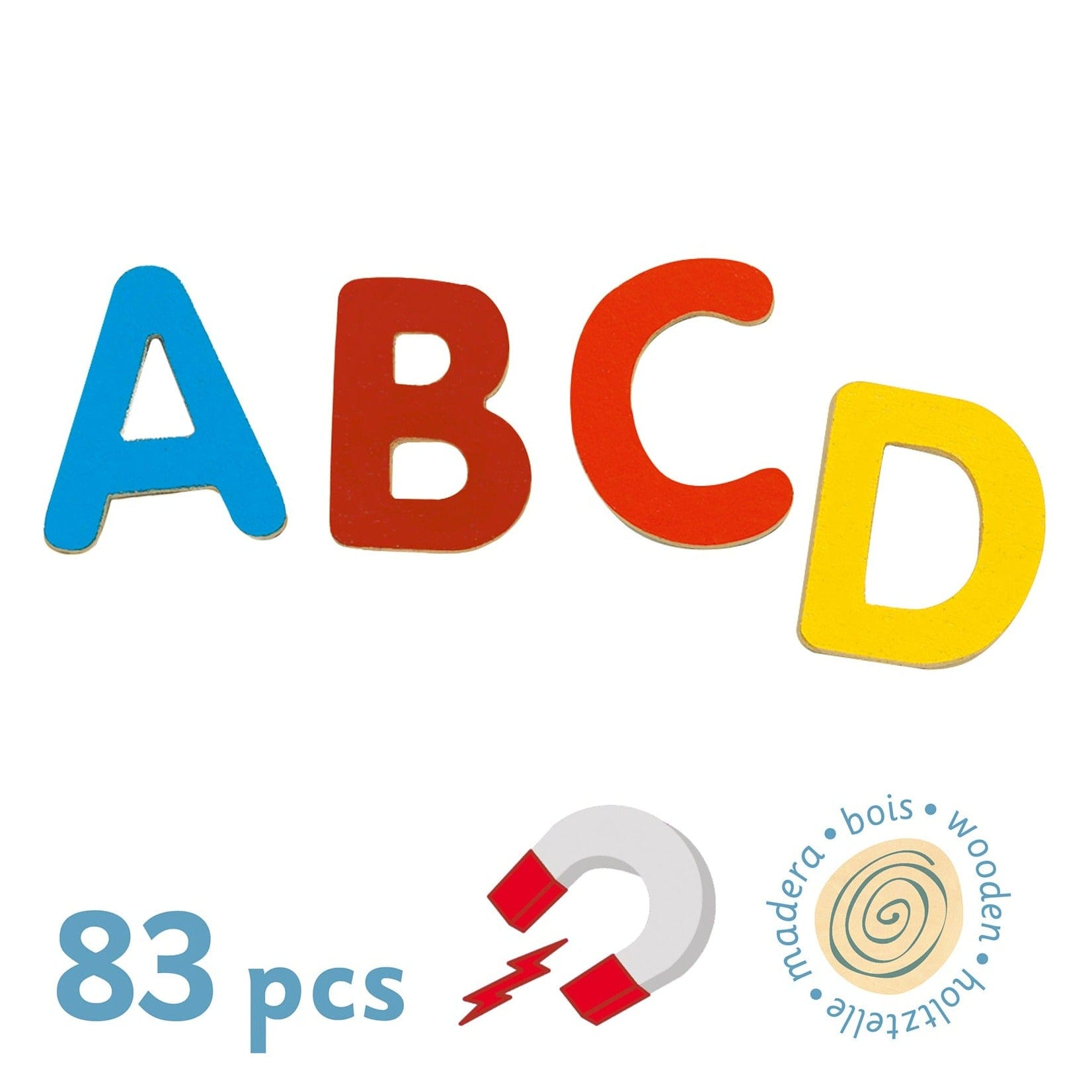 DJECO Juegos Magnéticos Figuras Magnéticas de madera 83 Letras DJ03101