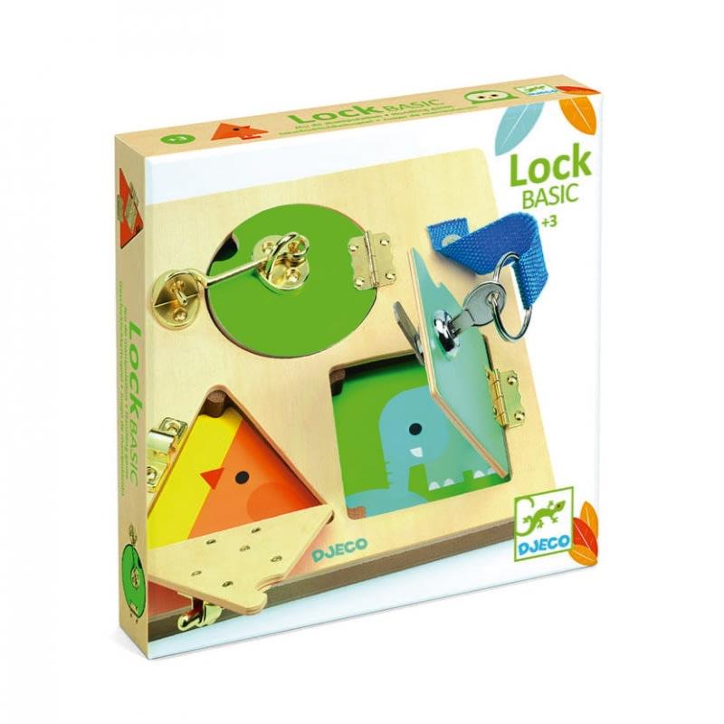 DJECO Juguetes de madera Juego de Manipulación de cerraduras LockBasic DJ06213