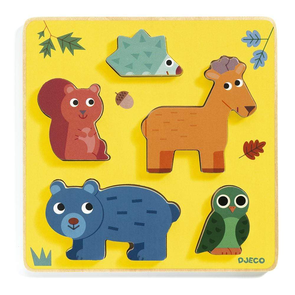 DJECO Puzzles y encajes +1 Puzzle de encaje de Madera Frimours Forest DJ01059