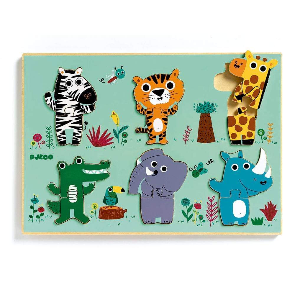 DJECO Puzzles y encajes +1 Puzzle Madera Couou-Croco DJ01258
