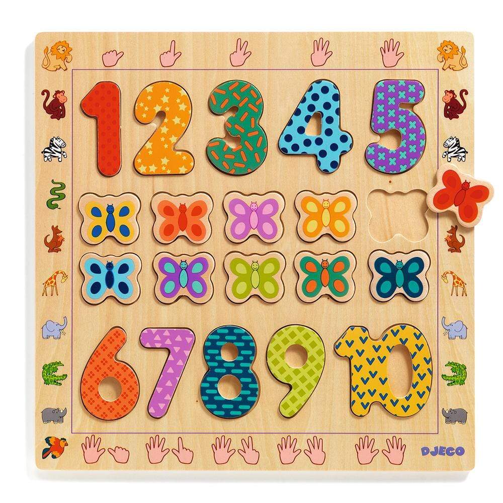 DJECO Puzzles y encajes +2 Puzzle Madera Números DJ01801