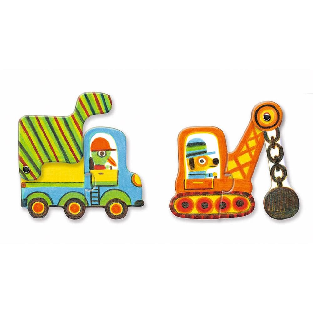 DJECO Puzzles y encajes +3 Puzzle Duo-Trio Vehículos DJ08170