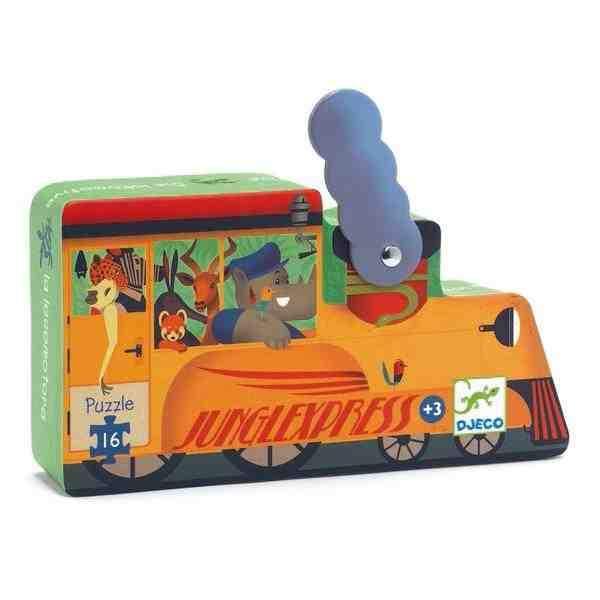 DJECO Puzzles y encajes +3 Puzzle La Locomotora 16 piezas DJ07267