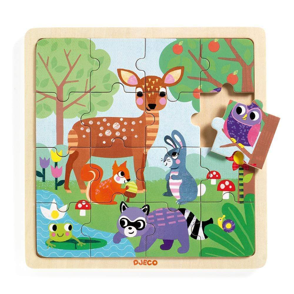 DJECO Puzzles y encajes +3 Puzzle Madera Bosque DJ01812