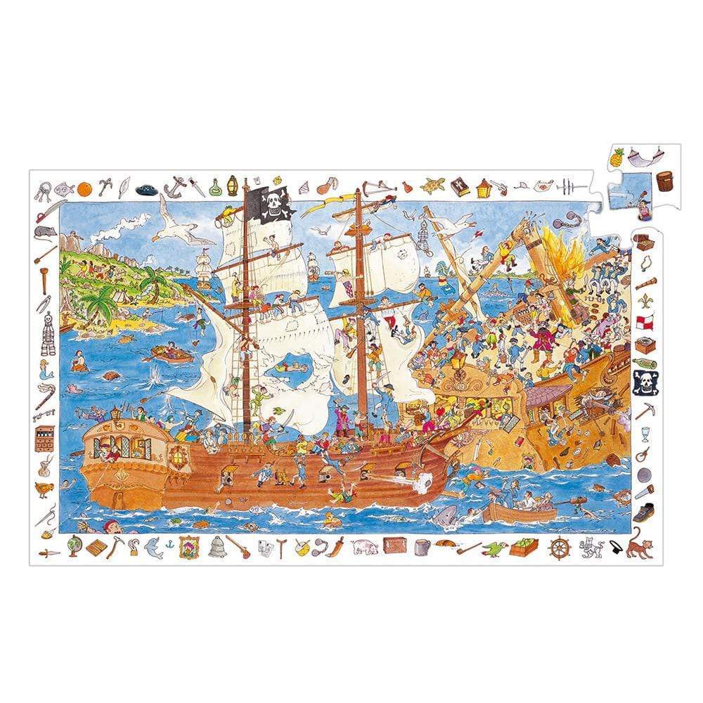 DJECO Puzzles y encajes +5 Puzzle Observación Piratas 100 Piezas DJ07506