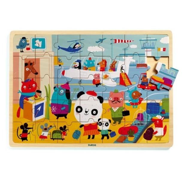 DJECO Puzzles y encajes Puzzle de 35 piezas - Puzzlo Airport DJ01818