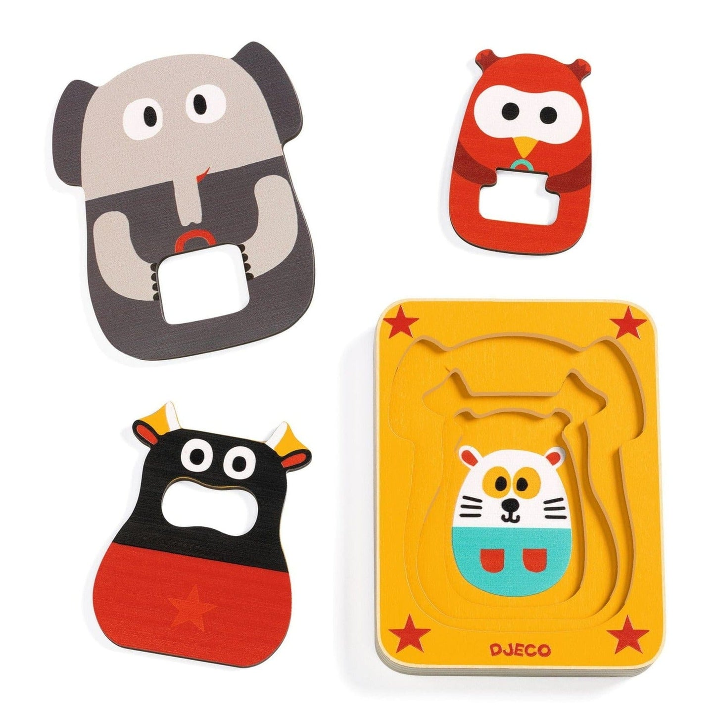 DJECO Puzzles y encajes Puzzle de madera Leo & Co DJ01475