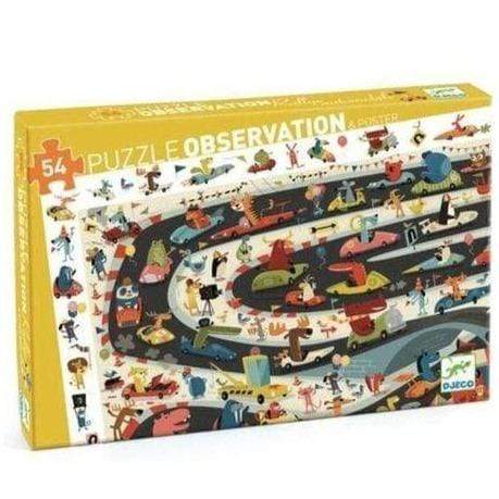 DJECO Puzzles y encajes Puzzle de observación Car Rally 54 piezas DJ07564