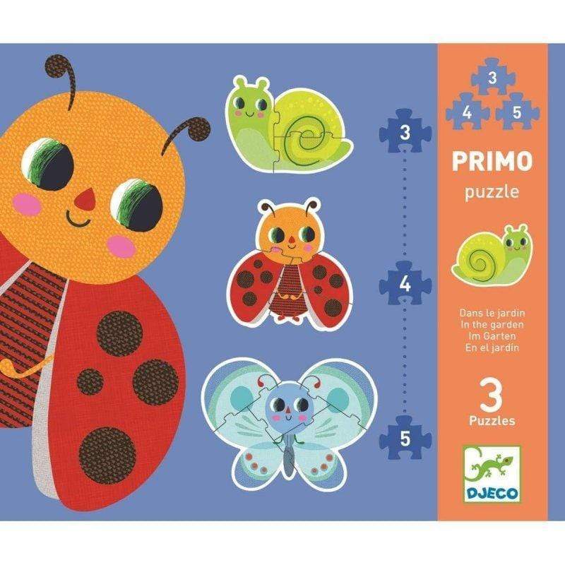 DJECO Puzzles y encajes Puzzle En el Jardín 3, 4, 5 piezas DJ07141