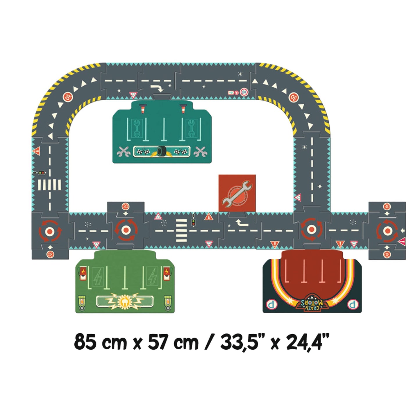 DJECO Puzzles y encajes Puzzle gigante circuito de la ciudad Crazy Motors cars- 24 Piezas DJ07162