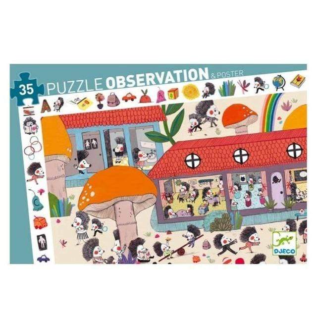DJECO Puzzles y encajes Puzzle The Hedgehog School 35 piezas DJ07595
