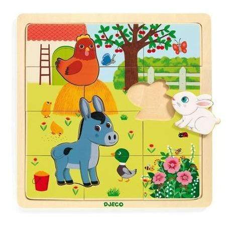 DJECO Puzzles y encajes Rompecabezas Puzzlo Farm 15 piezas DJ01814