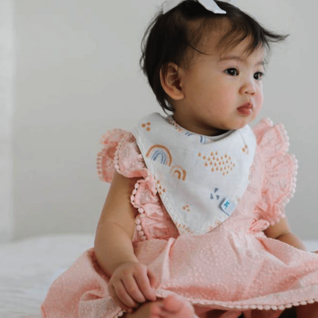 LITTLE UNICORN Accesorios bebé Babero reversible Bandana Muselina - Rainbow & Raindrops UF0605