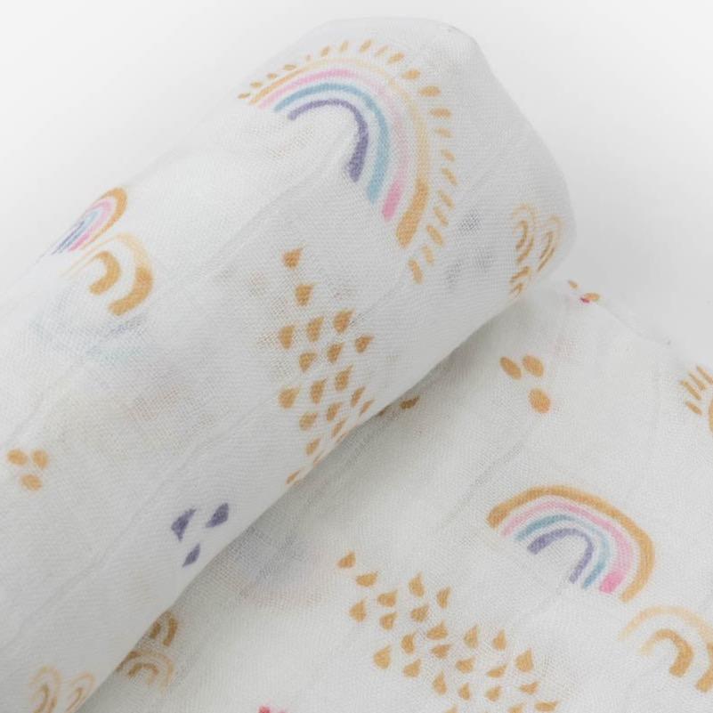LITTLE UNICORN Accesorios bebé Manta Deluxe Swaddle Muselina - Rainbows & Raindrops UB0539
