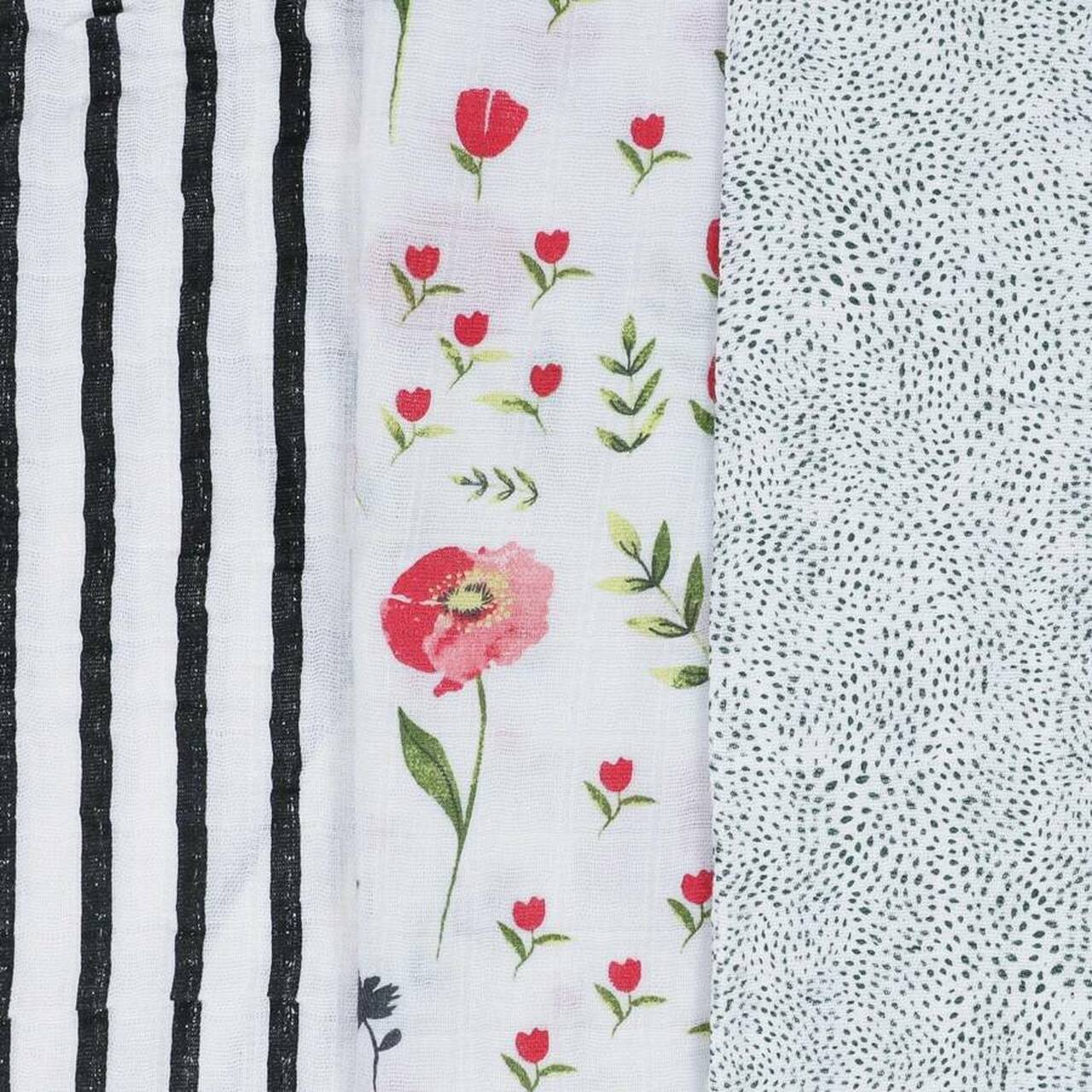 LITTLE UNICORN Accesorios bebé Pack 3 Tutos Muselina Swaddle - Summer Poppy UB0049