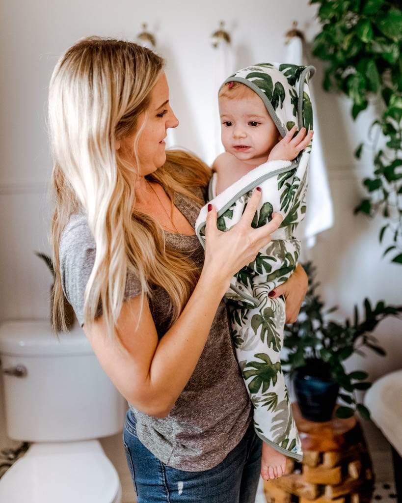 LITTLE UNICORN Artículos para el baño Juego de Toalla con capucha mas toallita Tropical leaf UH0024