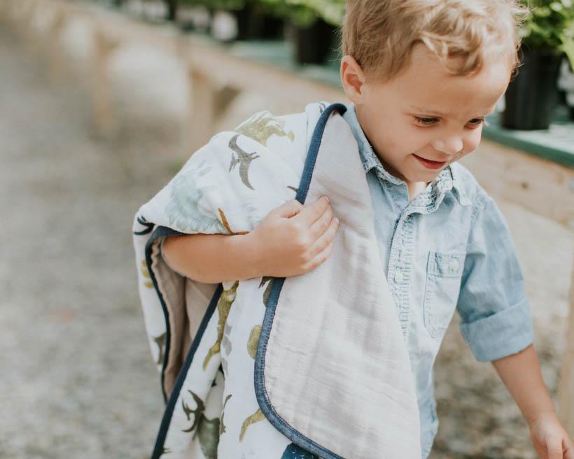 LITTLE UNICORN Decoración Edredón Manta de muselina de algodón - Dino Friends UB0217