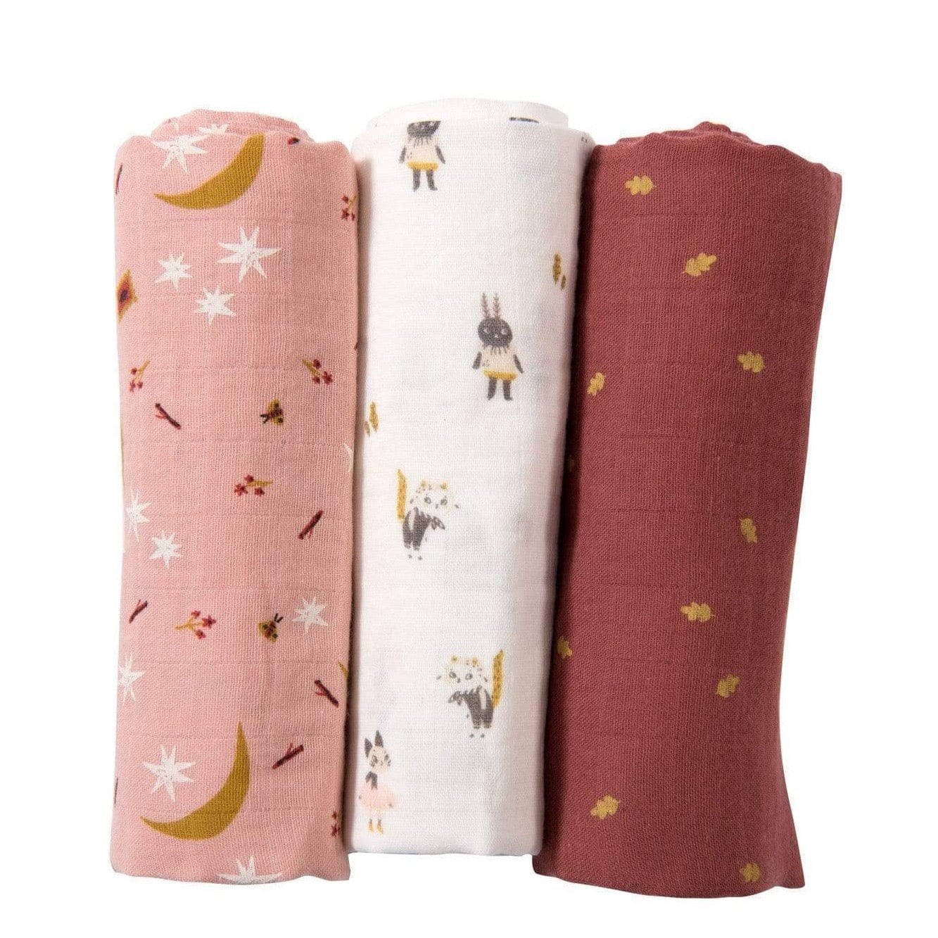 MOULIN ROTY Accesorios bebé Juego de 3 Tutos Muselinas Estrellas y hojas 715275